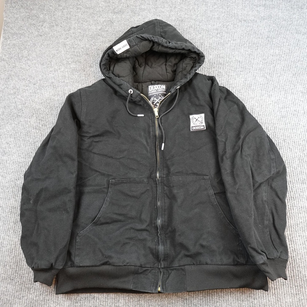 Dixxon Jacket Mens 2XL Black Hooded Bomber Quilted Canvas Full Zip Lined
